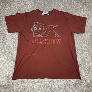 Playboy Pacsun T-Shirt Mens Medium Maroon Red Embroidered Outdoors Pullover